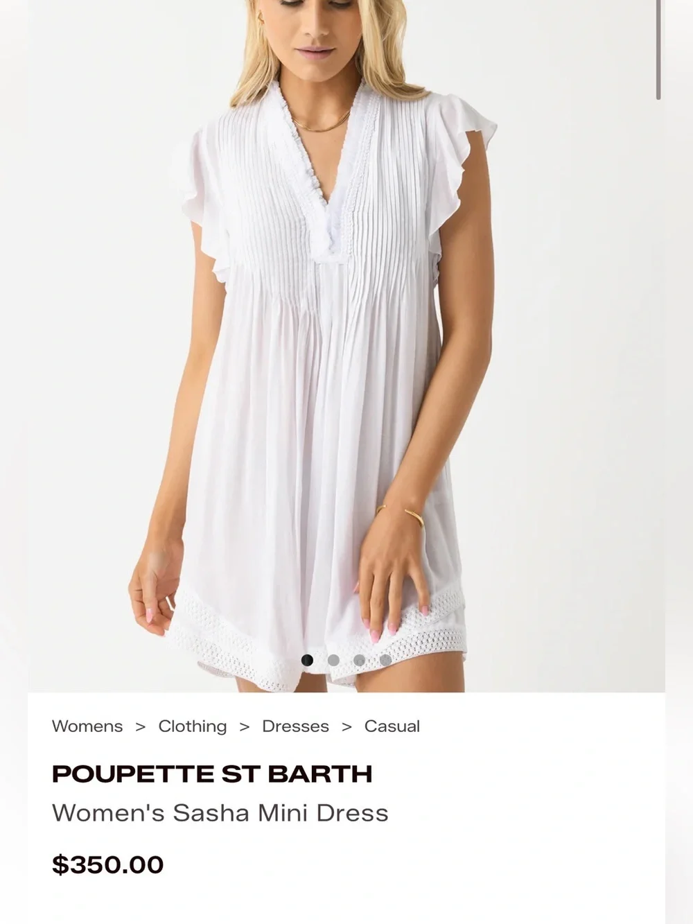 Poupette St Barth Sasha Mini Dress White $350. Excellent Resort Collection  XS